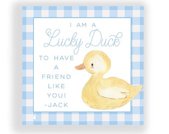 Lucky Duck Valentine's Day Card, Kids School Classroom Exchange, Boy Valentine Cards, Instant Download, Personalizable, Editable Vday Card!