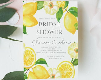 Eleanor Lemon Bridal Shower Invitation, Lemon Bridal Shower Invitation, Lemon, Summer, Bridal Shower Invite, Wedding, Brunch, Citrus, Invite