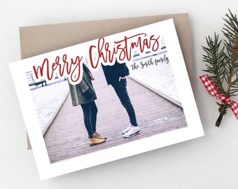 Annie Merry Christmas Photo Christmas Card, Photo Holiday Card, Simple Holiday Card, Photo Cards, Modern Christmas Card, Editable Template