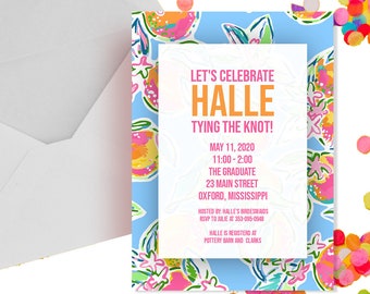 Halle Tropical Bridal Shower Invitation Template, Summer Bridal Shower Invite, Bridal Shower Template, Printable Invite Editable Template