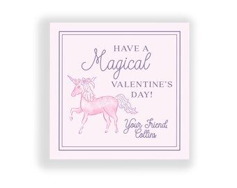 Unicorn Classroom Valentines, DIY Unicorn Valentine Card, Printable Valentine Card for Kids, Watercolor Kids Valentine Tag, School Valentine