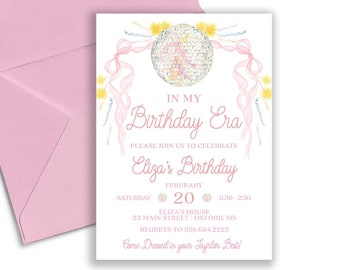 Eliza In My Birthday Era Birthday Party Invitation,Swiftie,Birthday Party Era Invitation,Disco Ball Birthday Party Invitation, Eras Birthday