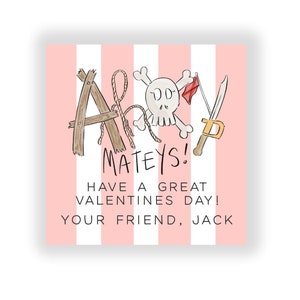 Pirate, Ahoy Printable Valentine Cards for Kids, Theme Valentine Tags, Classroom Valentines, Valentine&#39;s Day Gift Tag, Pirate Ship