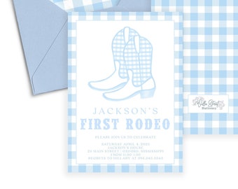 Plantilla de invitación de primer rodeo de Jackson, invitación de cumpleaños de vaquero imprimible, invitación de cumpleaños de vaquero niño, editable mi primera invitación de rodeo