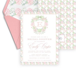 Emily Blush Floral Bridal Shower Invitations, Monogram Invite, Bridal Shower, Bridesmaids Luncheon, Editable Invitation, Printable, Floral