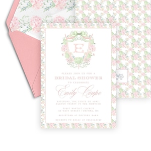 Emily Blush Floral Bridal Shower Invitations, Monogram Invite, Bridal Shower, Bridesmaids Luncheon, Editable Invitation, Printable, Floral