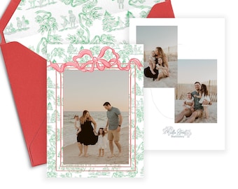 Classic Christmas Toile Photo Card, Printable Card, Photo Card, Digital Holiday Card, Watercolor Christmas Card, Christmas Card Template