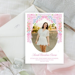 Floral Graduation Announcement Template, Printed Invitation