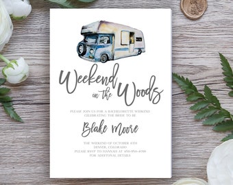 Blake Bachelorette Weekend in the Woods invitation, Cabin Weekend Invitation, Camping Bachelorette, Editable Invitation, Printable Invite