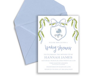 Classic Baby Boy Shower Invitation, Editable Invitation, Watercolor Boy Baby Shower, Instant Download, Baby Boy Shower Invite, Printable