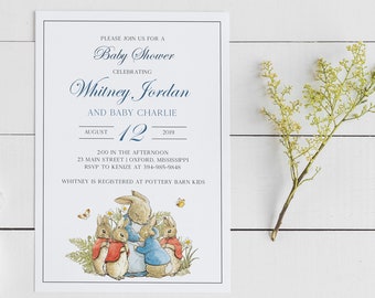 Charlie Peter Rabbit Baby Shower Invitation, Boy Baby Shower, Editable Template, Peter Rabbit Shower, Instant Download, Invitations, DIY Car