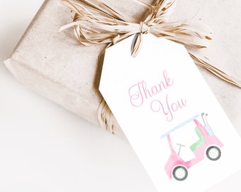 Pink Golf Partee Thank You Tags, Printable Favor Gift Tags, Watercolor Thank You Tags, Baby Shower Thank You Tags, Tags, Birthday Tag