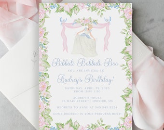 Invitación de cumpleaños de Cenicienta en acuarela: Fiesta de princesa elegante (digital)
