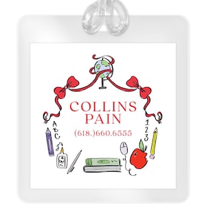School Backpack Tag, Personalized Bag Tag, Backpack Tag, School Bag Tag, Kids Bag Tag, Car Rider Tag, Watercolor, Preppy, Back to Schoo
