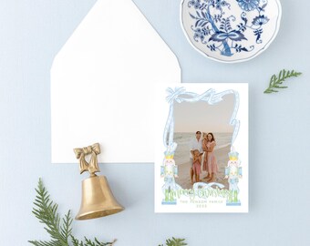 Watercolor Nutcracker Photo Christmas Card Template (Digital Print)