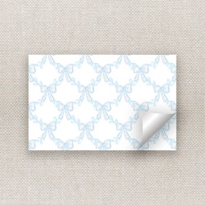 Blue Scalloped Spring Time, Decorative Paper Placemat Pad, Disposable Placemat Pad, Paper Placemats, Blue Bow Paper Placemat and Notepad
