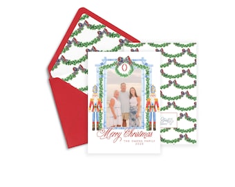 Watercolor Nutcracker Christmas Photo Card Template (Digital)