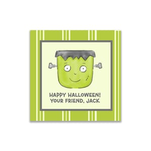 Monster Pumpkin Halloween Treat Tag: Frankenstein Goodie Bag