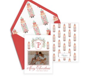 Watercolor Nutcracker Christmas Photo Card (Digital)