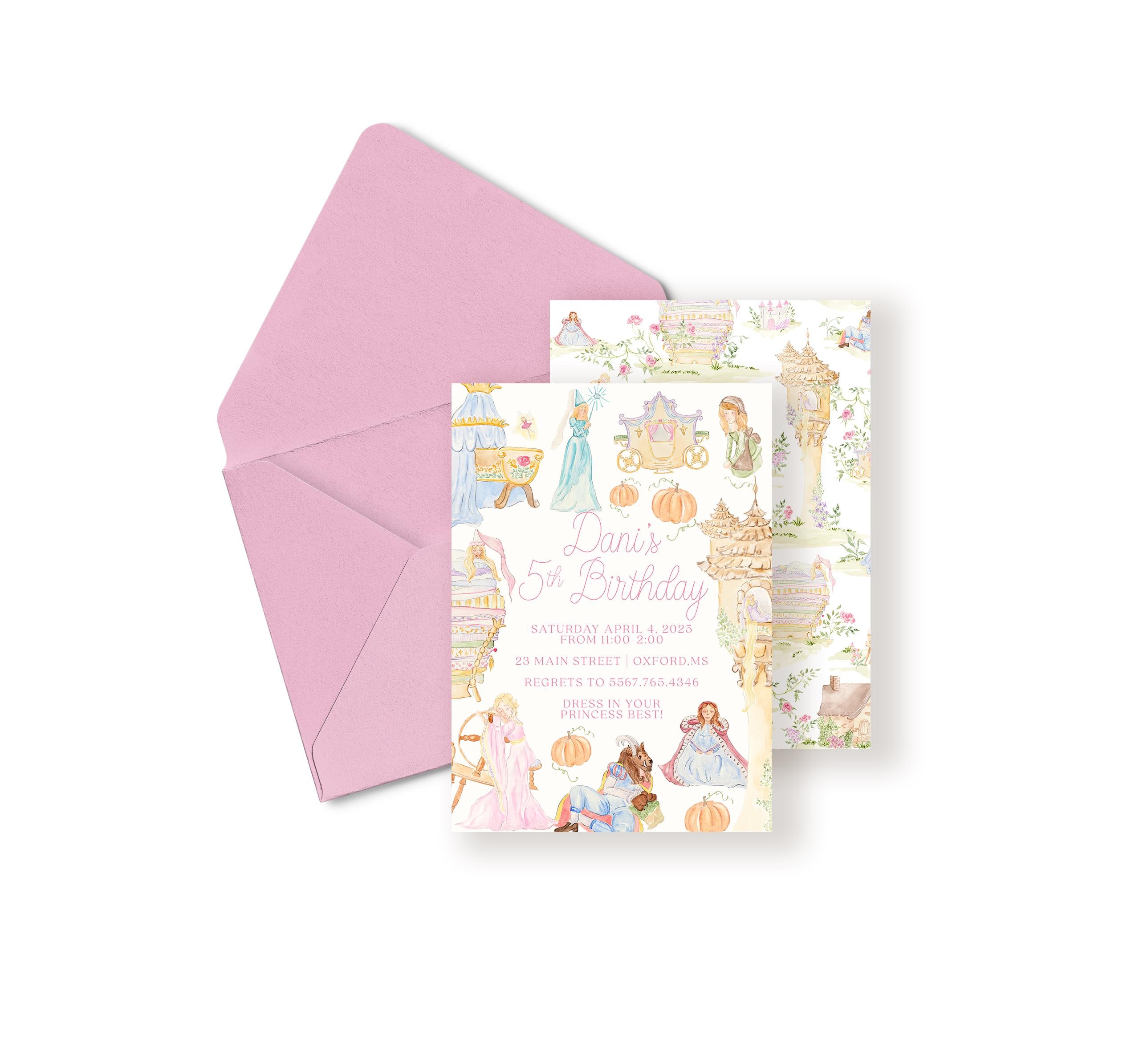 Sutton Fairy Tale Card, Customizable Birthday Party Invitation, Watercolor Invitation, Party, Fairy Tale Invitation, Birthday Party, Shower