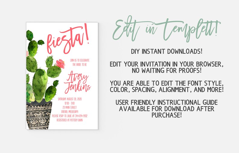 Avery Editable Taco Bout Love Fiesta Invitation Fiesta Bridal Shower Cactus Digital Succulent Instant Downlo Couples Fiesta Printable