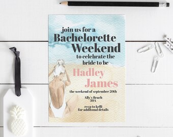 Hadley Tropical Bachelorette Party Editable Invitation, Tropical Bachelorette Itinerary, Beach Bachelorette Party, Instant Download