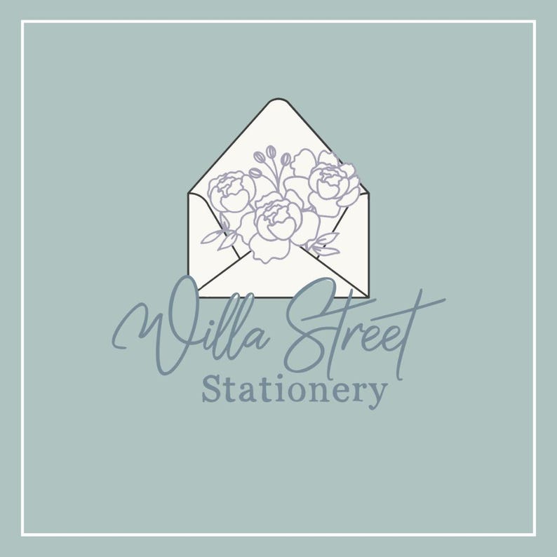 a white envelope with a bouquet of flowers on it