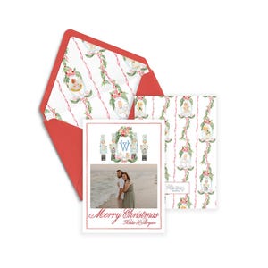 Watercolor Nutcracker Christmas Card, Christmas Photo Card, Digital Holiday Card, Watercolor Christmas Card, Pastel Nutcrackers, Xmas, Photo