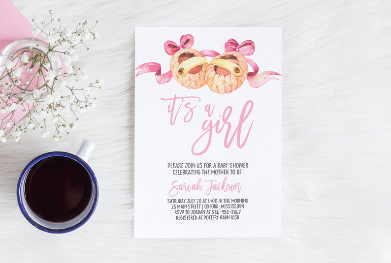 Sariah Blush And Gold Invitation It S A Girl Baby Shower Etsy