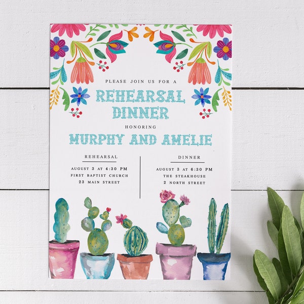 Amelie Mexican Fiesta Rehearsal Dinner Invitation, Editable Fiesta Rehearsal Dinner Invitation, Fiesta Mexicana Rehearsal Dinner, Printable