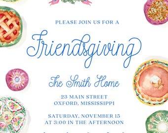 Friendsgiving Dinner Invitation Template, Editable Watercolor Design