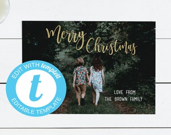 Leia Merry Christmas Photo Card, Photo Christmas Card Template, Merry Christmas, Happy Holidays, Custom Photo Holiday Card