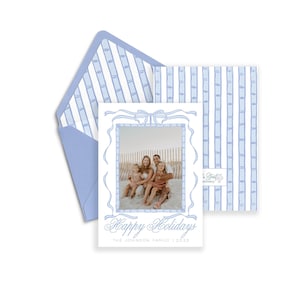Blue Christmas With You, Printed Christmas Card, Xmas Card, Holiday Card, Watercolor Christmas Card, Family Christmas, Blue Bow Holiday Card