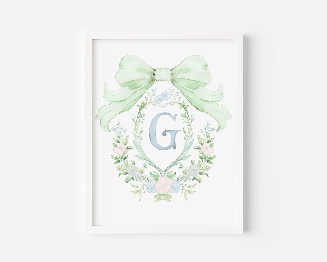 Watercolor Floral Monogram Nursery Print: Custom Name Wall Art - Etsy