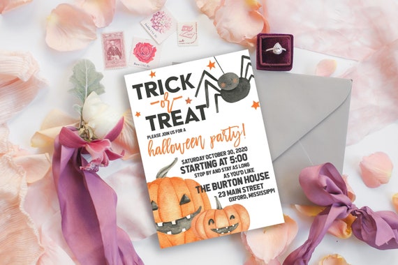 Burton Trick or Treat Halloween Party Invitation Instant