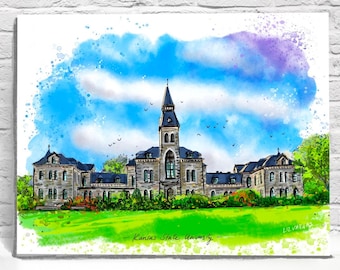 Kansas State University building. Anderson hall. Manhattan, Kansas. K- State. Art print. Wall Art. By Liz Vargas