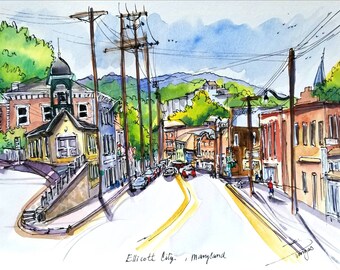Print Ellicott City Small and beautiful town. View from Fire Station