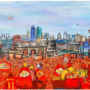 Kansas City Champions football rally and parade. Sea of red Championship. Superbowl winners. Union Station. Art Print.
