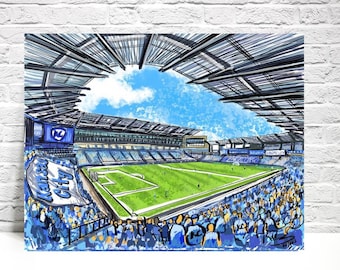 Kansas City Soccer team Sporting. Children's Mercy Stadium, art Print, wall art. Current