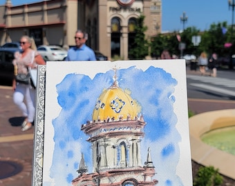 Kansas City The Plaza. En Plein Air. Original watercolor painting 7"x10". Local artist