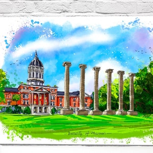 Universidad de Misuri. Mizzou, Columbia, Misuri. Impresión de arte. Mural. Por Liz Vargas