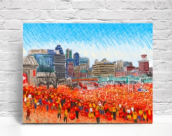 Kansas City Chiefs Champions football rally and parade. Championship. Superbowl winners. Union Station. Art Print. Red Kingdom. Art wall