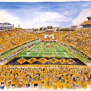 Missouri stadium. Football. Mizzou tigers. Art Print. From my original ink and watercolor sketch