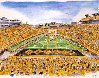 Missouri stadium. Football. Mizzou tigers. Art Print. From my original ink and watercolor sketch