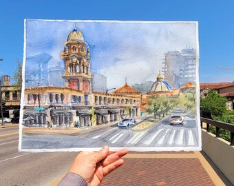 The Plaza. Original watercolor painting, done on location. 11"x15" original watercolor