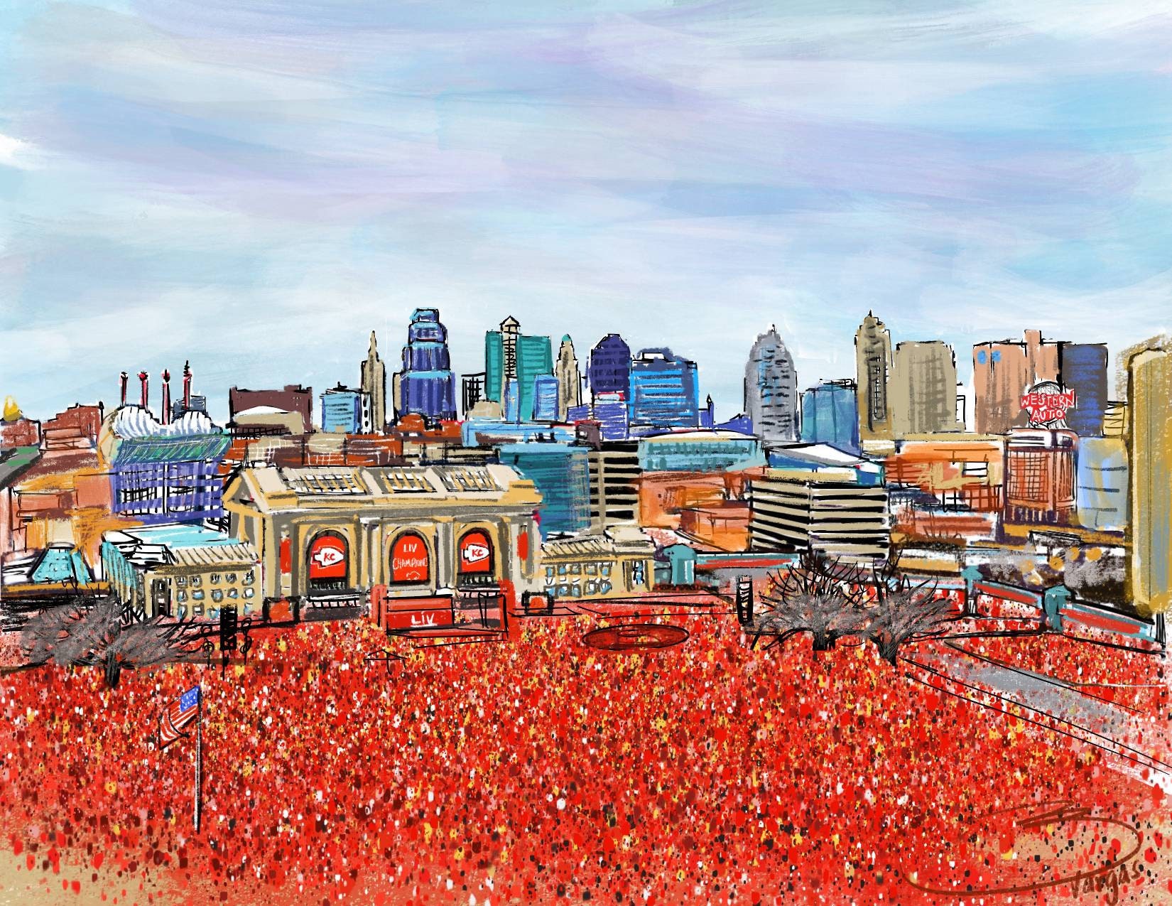 Kansas City Chiefs Champions Football. Parade. Sea of Red Etsy Ireland