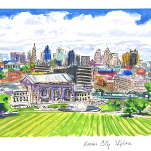 Kansas city Skyline - View from the liberty memorial - Art print. Wall art