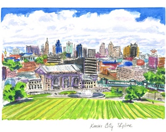 Kansas city Skyline - View from the liberty memorial - Art print. Wall art