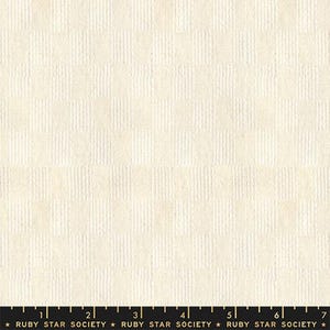 May include: Cream-colored fabric with a textured, checkered pattern. The fabric has a subtle, vertical ribbed texture within each square. The bottom of the image features a black ruler with white markings and the text "RUBY STAR SOCIETY".