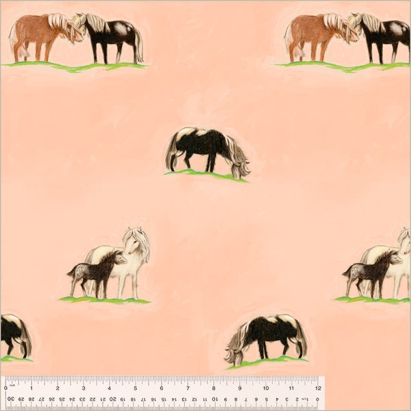 PRE-ORDER November 2024 || Ponies, Peach - By Hand - Heather Ross